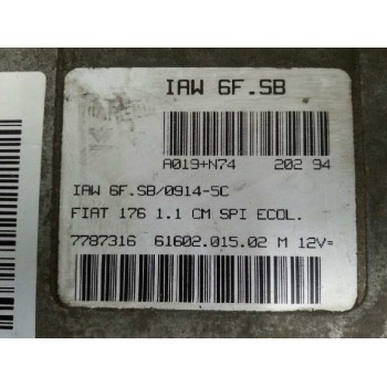 Recambio de centralita motor uce para fiat punto berlina (176) 55 s referencia OEM IAM 007787316 6160201502 