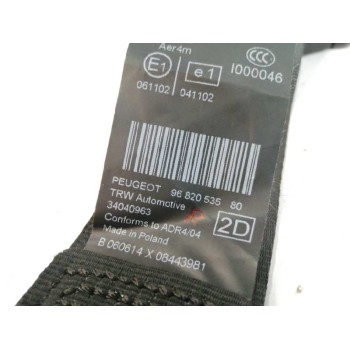 Recambio de cinturon seguridad trasero derecho para peugeot 5008 1.6 e-hdi fap referencia OEM IAM 9682053580 FILA CENTRAL 