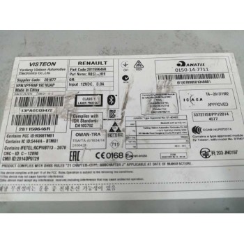 Recambio de sistema audio / radio cd para renault kadjar xmod 4x4 referencia OEM IAM 281159646R SIN MARCO FRONTAL DEFECTO ENCHUF