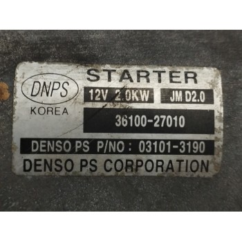 Recambio de motor arranque para hyundai tucson (jm) 2.0 crdi cat referencia OEM IAM 3610027010 031013190 