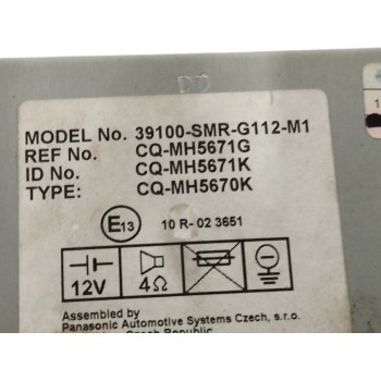 Recambio de sistema audio / radio cd para honda civic berlina (fn) 2.2 ctdi referencia OEM IAM 39100SMRG112M1  