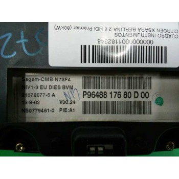 Recambio de cuadro instrumentos para citroën xsara berlina 2.0 hdi premier (80kw) referencia OEM IAM P9648817680 216720775A 