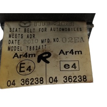 Recambio de cinturon seguridad trasero central para mazda 6 lim. (gh) 2.2 de 129cv active (4 ptas.) referencia OEM IAM T86241T  