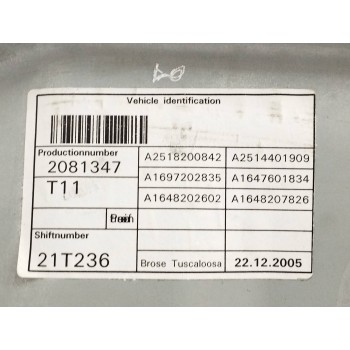Recambio de elevalunas delantero derecho para mercedes-benz clase m (w164) 3.0 cdi cat referencia OEM IAM A2518200842  