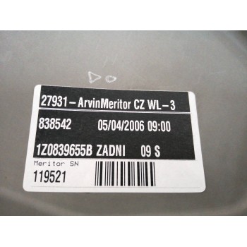 Recambio de elevalunas trasero izquierdo para skoda octavia berlina (1z3) 2.0 16v fsi referencia OEM IAM CABLE 1Z0839655B 