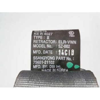 Recambio de cinturon seguridad trasero izquierdo para ssangyong rodius ii 2.0 xdi referencia OEM IAM   