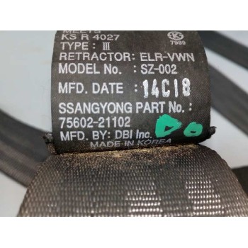 Recambio de cinturon seguridad trasero derecho para ssangyong rodius ii 2.0 xdi referencia OEM IAM  FILA CENTRAL 