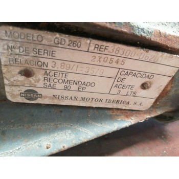 Recambio de puente trasero para nissan eco - t 135.75/100 kw chasis / 3600 / 7.49 cabina individual referencia OEM IAM 430109X10