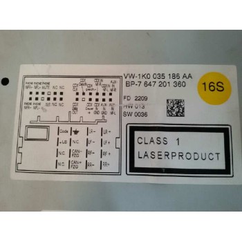 Recambio de sistema audio / radio cd para volkswagen golf vi (5k1) sport referencia OEM IAM 1K0035186AA 7647201360 