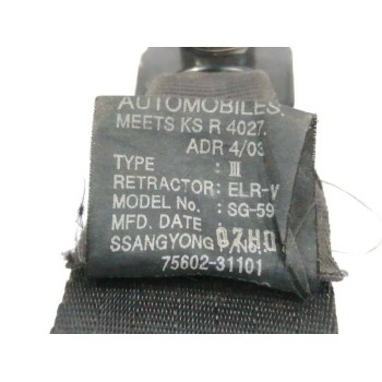 Recambio de cinturon seguridad trasero derecho para ssangyong actyon 2.0 td cat referencia OEM IAM 7560231101  