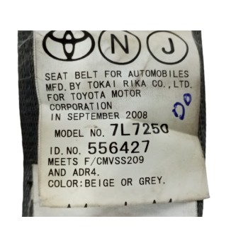 Recambio de cinturon seguridad trasero derecho para toyota prius (nhw20) 1.5 cat referencia OEM IAM 7L7250  