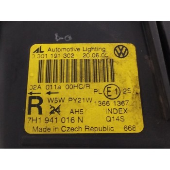Recambio de faro derecho para volkswagen t5 transporter/furgoneta 1.9 tdi cat (axb) referencia OEM IAM 7H1941016N PARA PULIR 030