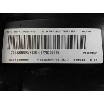 Recambio de salpicadero para mercedes-benz clase c coupé (c205) c 180 (205.340) referencia OEM IAM A2056800087 0008602800911 A20