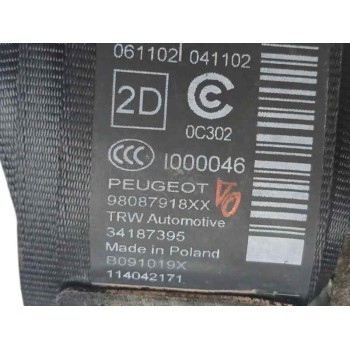 Recambio de cinturon seguridad trasero derecho para peugeot 308 ii (lb_, lp_, lw_, lh_, l3_) 1.2 thp 130 referencia OEM IAM 9808