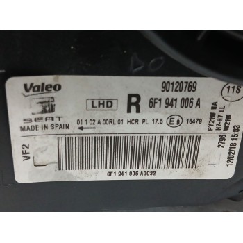 Recambio de faro derecho para seat ibiza v (kj1, kjg) 1.6 tdi referencia OEM IAM 6F1941006A  