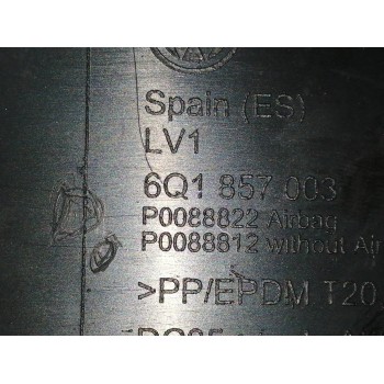 Recambio de salpicadero para volkswagen polo (9n3) 1.4 tdi referencia OEM IAM 6Q1857003 6Q0880201AC 6Q0880204G