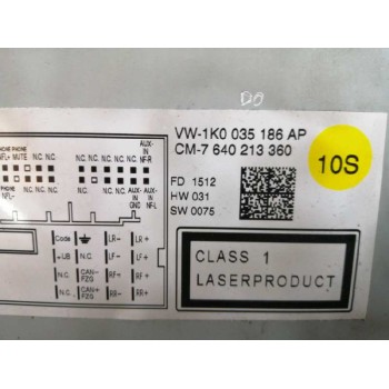 Recambio de sistema audio / radio cd para volkswagen passat lim. (362) 2.0 tdi referencia OEM IAM 1K0035186AP 7640213360 