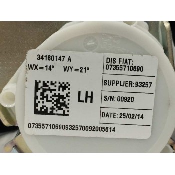 Recambio de cinturon seguridad trasero izquierdo para fiat 500 l (330) 16v jtd cat referencia OEM IAM 07355710690  