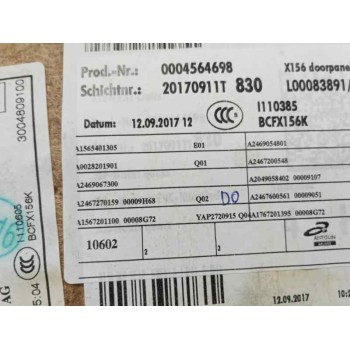 Recambio de guarnecido puerta delantera izquierda para mercedes-benz clase gla (x156) gla 200 cdi / d (156.908) referencia OEM I