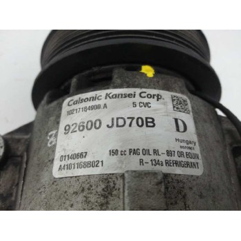 Recambio de compresor aire acondicionado para nissan qashqai (j10) 2.0 dci turbodiesel cat referencia OEM IAM 92600JD70B 0114066