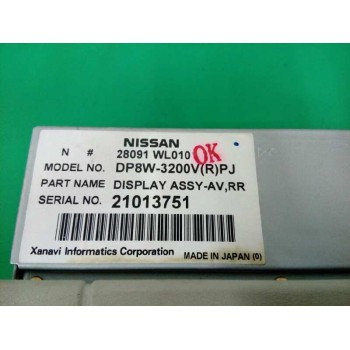 Recambio de pantalla multifuncion para nissan elgrand (2002-2010) 3.5 v6 cat e51 referencia OEM IAM 28091WL010 PANTALLA TECHO 