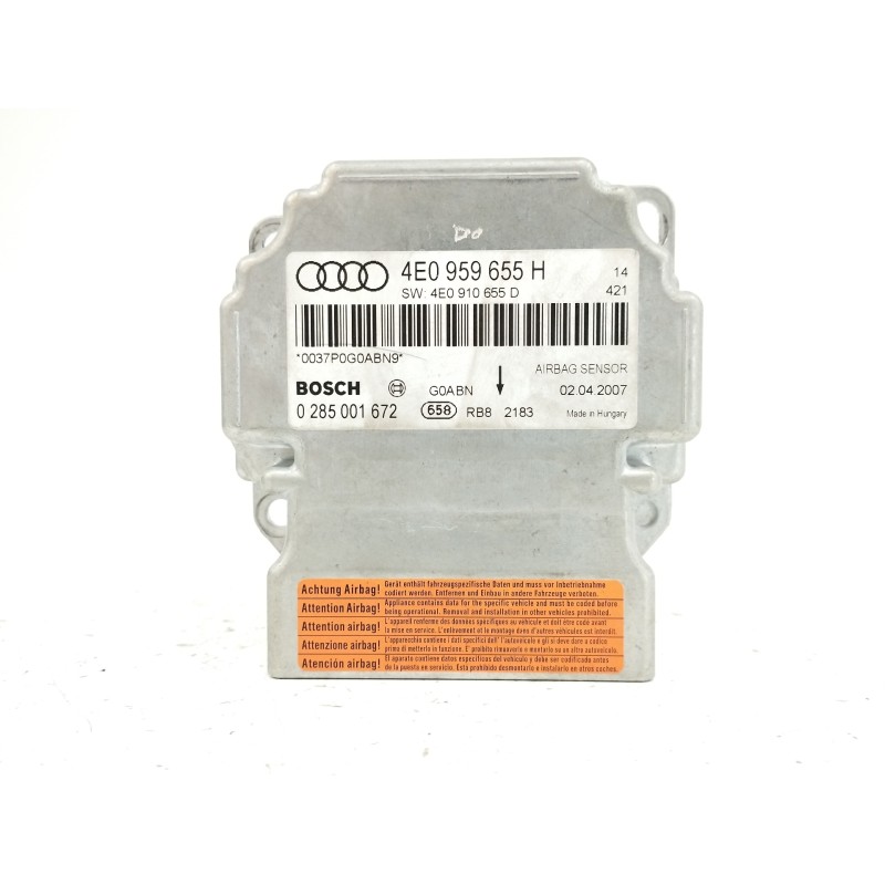 Recambio de centralita airbag para audi a8 (4e2) 3.0 v6 24v tdi referencia OEM IAM 4E0959655H 0285001672 