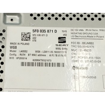 Recambio de pantalla multifuncion para seat leon st (5f8) 2.0 tdi referencia OEM IAM 5F0035871D  