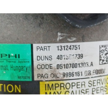 Recambio de compresor aire acondicionado para opel astra h gtc (a04) 1.7 cdti (l08) referencia OEM IAM 13124751  