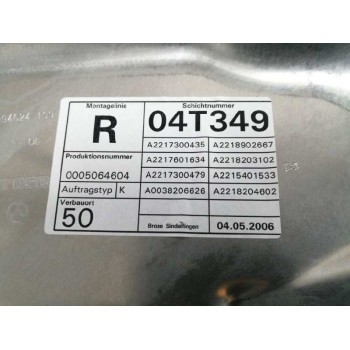 Recambio de elevalunas trasero derecho para mercedes-benz clase s (w221) berlina 3.5 v6 cat referencia OEM IAM A2217300246  