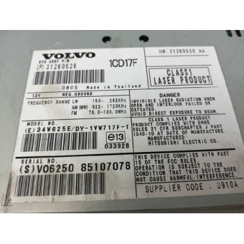Recambio de sistema audio / radio cd para volvo s40 berlina 2.0 diesel cat referencia OEM IAM 31260526  