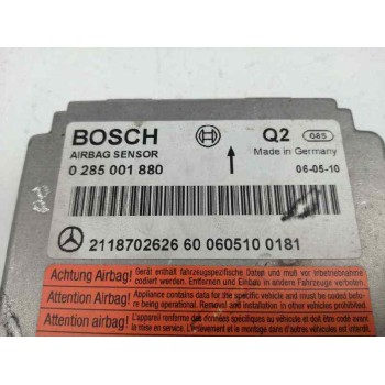 Recambio de centralita airbag para mercedes-benz clase e (w211) berlina 3.0 v6 cat referencia OEM IAM 2118702626 0285001880 