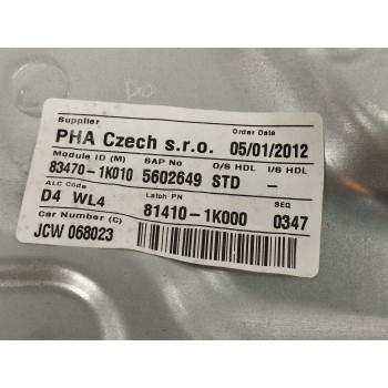 Recambio de elevalunas trasero izquierdo para hyundai ix20 1.4 cat referencia OEM IAM 834701K010 834501P000 