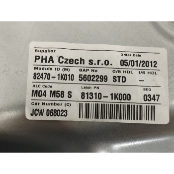 Recambio de elevalunas delantero izquierdo para hyundai ix20 1.4 cat referencia OEM IAM 824701K010 824501P010 