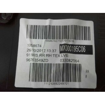 Recambio de guarnecido puerta trasera derecha para peugeot 2008 (--.2013) gt line referencia OEM IAM 96763549ZD  