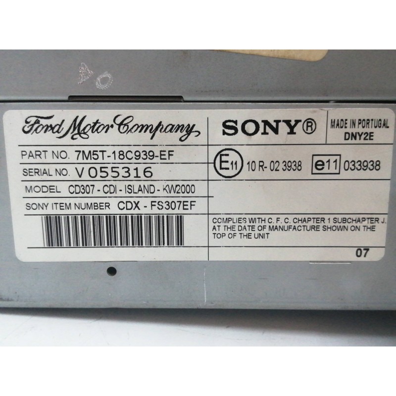 SISTEMA AUDIO / RADIO CD V055316