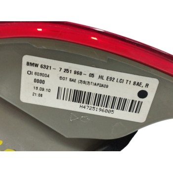 Recambio de piloto trasero derecho para bmw serie 3 coupe (e92) 325d referencia OEM IAM 63217251960 VEHICULO INGLES 