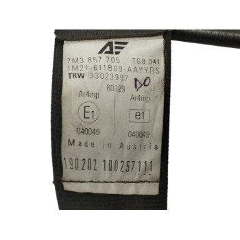 Recambio de cinturon seguridad delantero izquierdo para volkswagen sharan (7m6/7m9) 2.8 v6 24v referencia OEM IAM 7M3857705 CON 