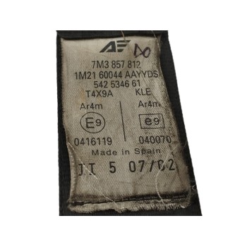 Recambio de cinturon seguridad trasero derecho para volkswagen sharan (7m6/7m9) 2.8 v6 24v referencia OEM IAM 7M3857812 FILA CEN