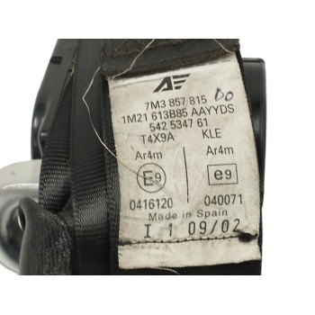 Recambio de cinturon seguridad trasero izquierdo para volkswagen sharan (7m6/7m9) 2.8 v6 24v referencia OEM IAM 7M3857815 TERCER