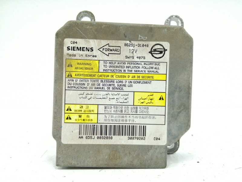 Recambio de centralita airbag para ssangyong actyon 2.0 td cat referencia OEM IAM 8625131040 Recambio de centralita airbag para ssangyong actyon 2.0 td cat referencia OEM IAM 8625131040