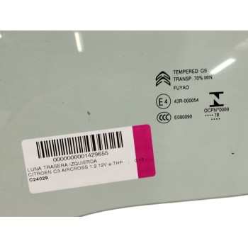 Recambio de luna trasera izquierda para citroën c3 aircross 1.2 12v e-thp referencia OEM IAM   