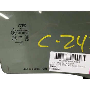 Recambio de luna trasera derecha para audi q3 sportback (f3n) 35 tdi s line referencia OEM IAM 83A845206A  
