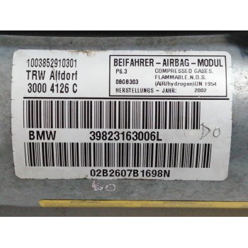 Recambio de airbag delantero derecho para bmw serie 5 berlina (e39) 3.0 24v turbodiesel cat referencia OEM IAM 39823163006  