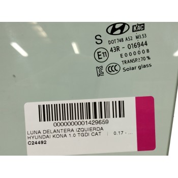 Recambio de luna delantera izquierda para hyundai kona 1.0 tgdi cat referencia OEM IAM   