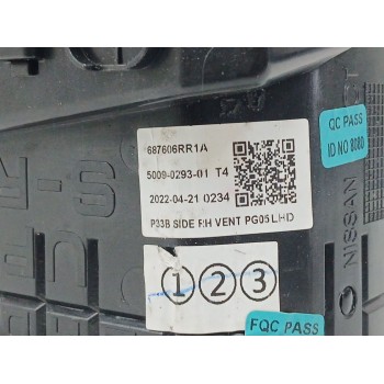 Recambio de rejilla aireadora para nissan qashqai iii (j12) 1.3 dig-t referencia OEM IAM 687606RR1A  