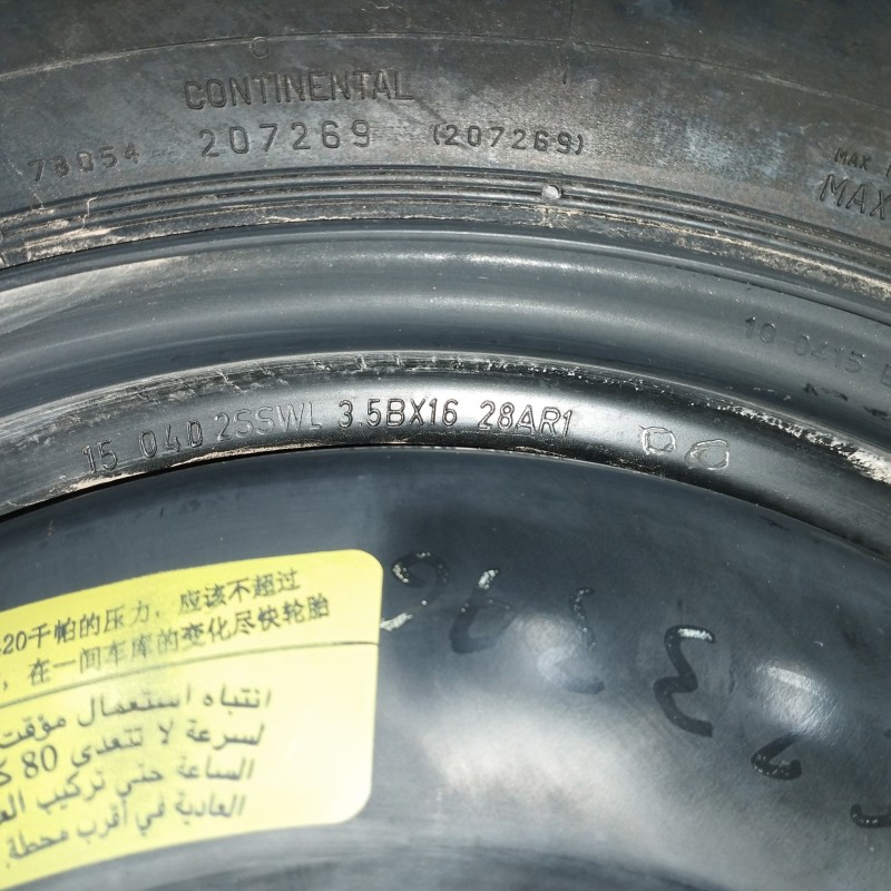 NEUMATICO REPUESTO 3 5BX16 ET32 5H 5X110