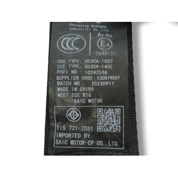 Recambio de cinturon seguridad trasero izquierdo para mg zs suv (azs1) 1.5 vti referencia OEM IAM   