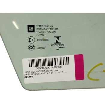 Recambio de luna delantera derecha para opel crossland x 1.2 referencia OEM IAM   