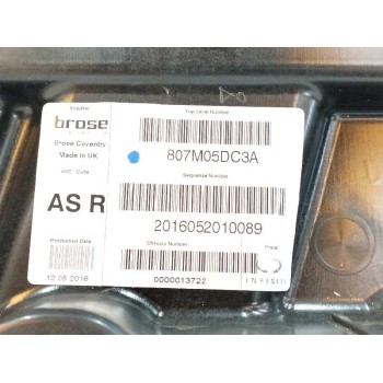 Recambio de elevalunas delantero derecho para infiniti qx30 2.2 diesel cat referencia OEM IAM 807205DM0A SIN MOTOR 