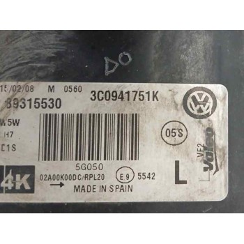 Recambio de faro izquierdo para volkswagen passat berlina (3c2) 2.0 tdi referencia OEM IAM 3C0941751K PARA PULIR XENON SIN CENTR
